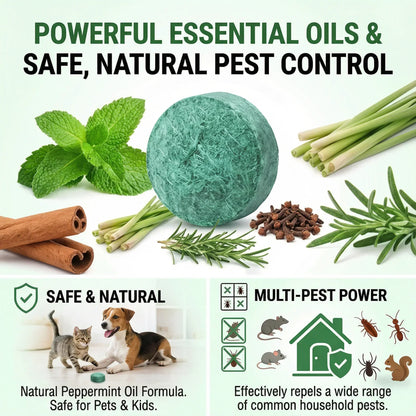 🟢 Natural Peppermint Rodent Repellent Tablets – 10 Pack