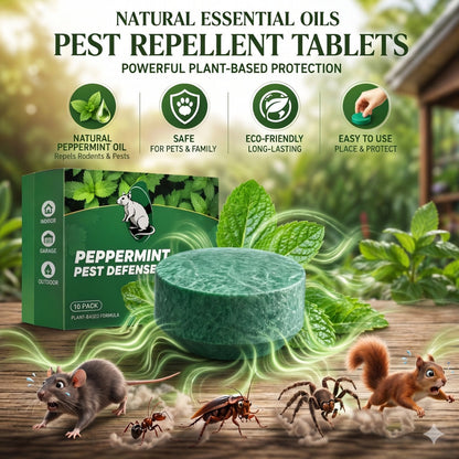 🟢 Natural Peppermint Rodent Repellent Tablets – 10 Pack