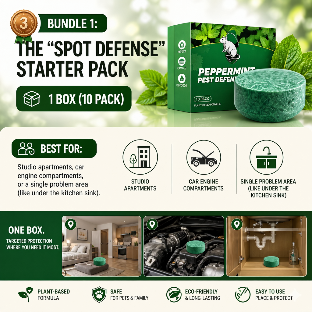🟢 Natural Peppermint Rodent Repellent Tablets – 10 Pack