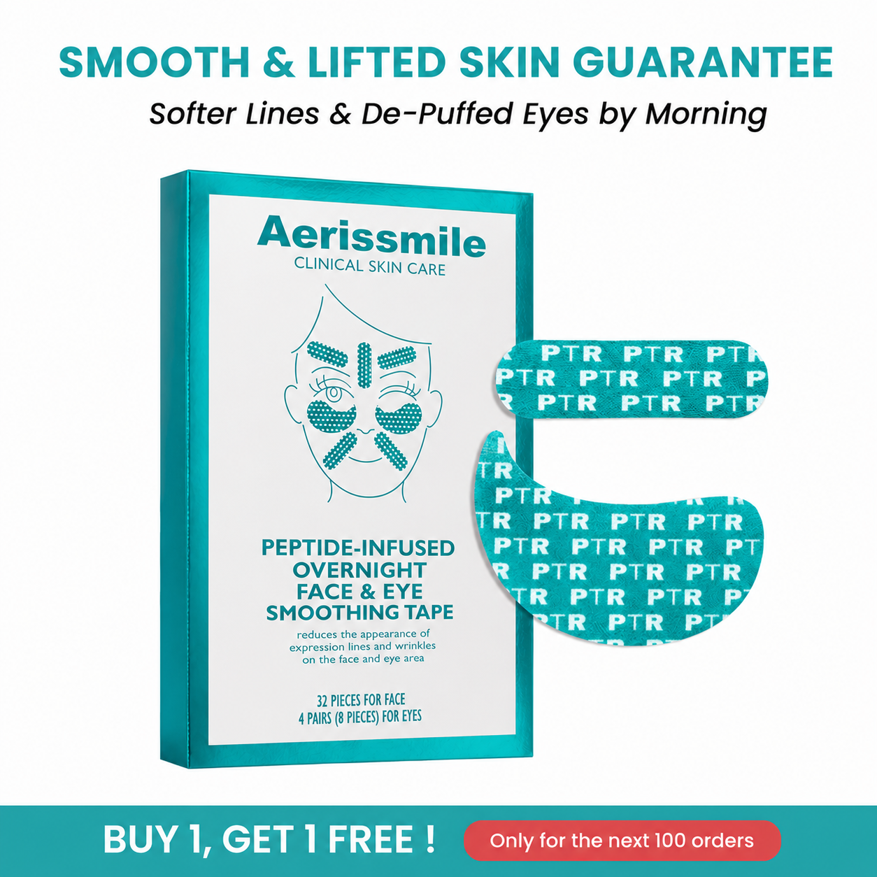 🔥 Peptide-Infused Overnight Face & Eye Smoothing Tape