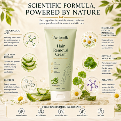 Aerissmile™ Natural Gentle Hair Removal Cream | For Women & Men, Sensitive Skin