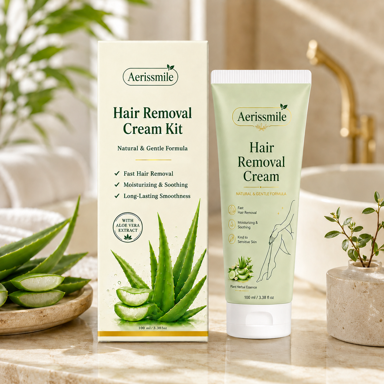 Aerissmile™ Natural Gentle Hair Removal Cream | For Women & Men, Sensitive Skin
