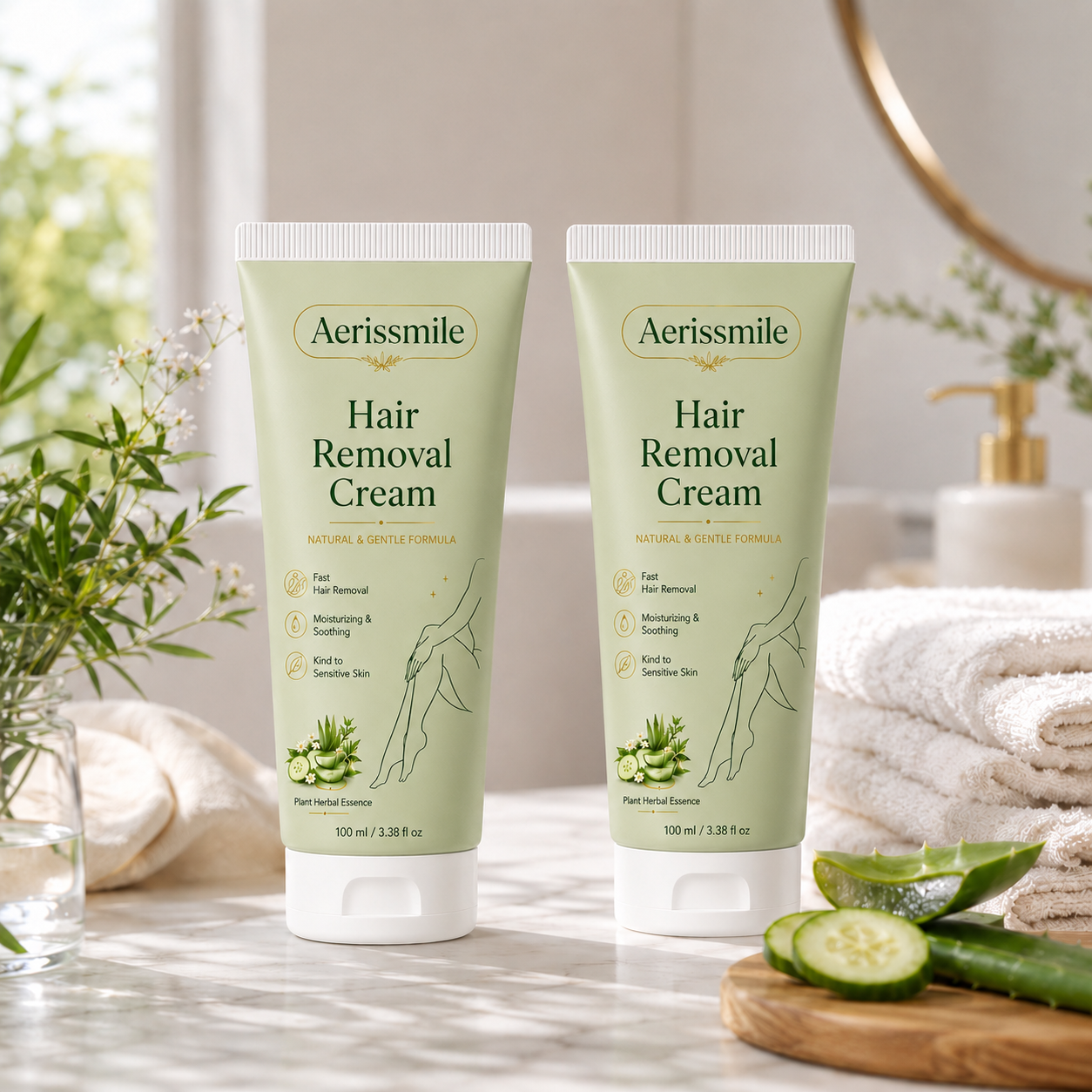 Aerissmile™ Natural Gentle Hair Removal Cream | For Women & Men, Sensitive Skin