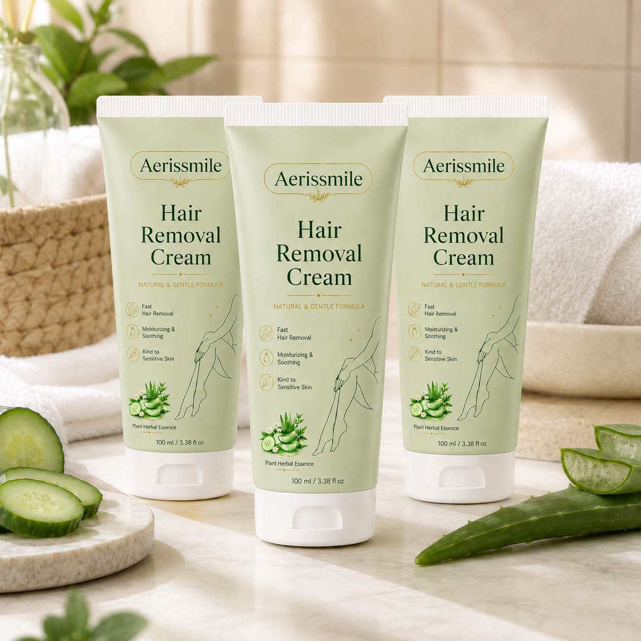 Aerissmile™ Natural Gentle Hair Removal Cream | For Women & Men, Sensitive Skin
