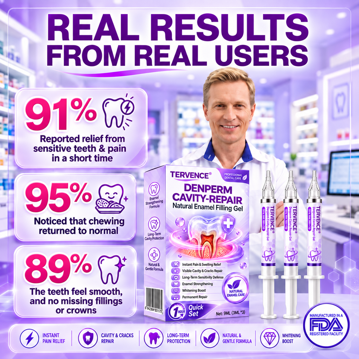 TERVENCE® DenPerm Cavity-Repair Natural Enamel Filling Gel
