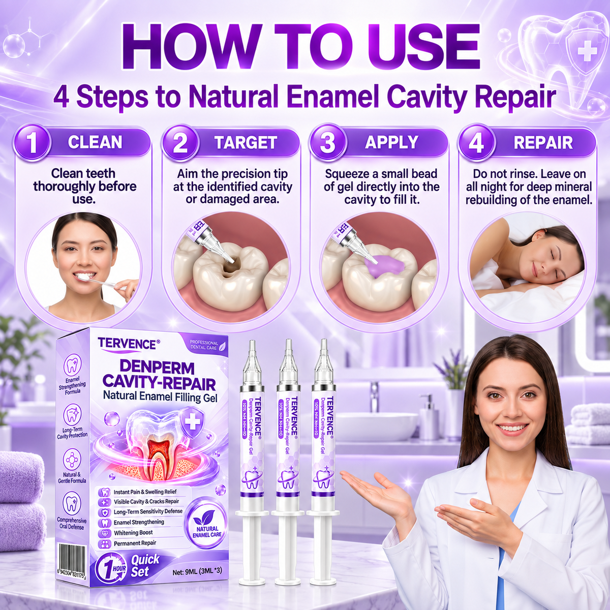 TERVENCE® DenPerm Cavity-Repair Natural Enamel Filling Gel